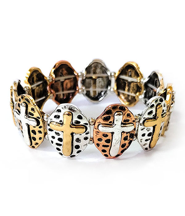 Vintage multi cross stretch bracelet