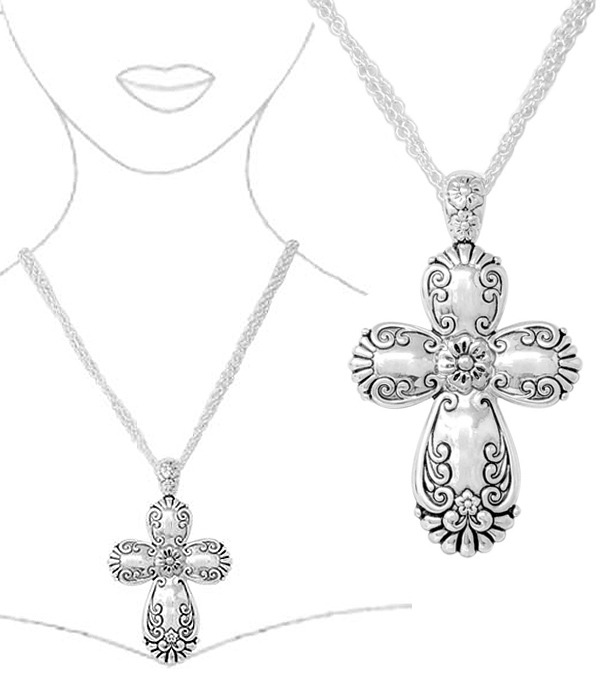 Utensil inspired pendant necklace - cross