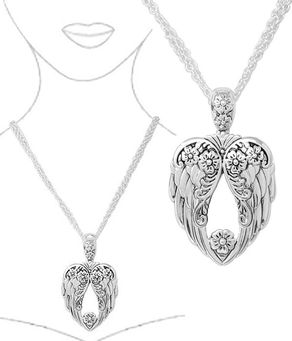 Utensil inspired pendant necklace - angel wing