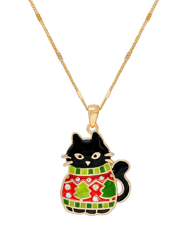 Christmas theme epoxy pendant necklace - can and ugly shirt