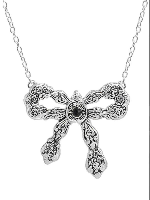Utensil spoon textured necklace - bow