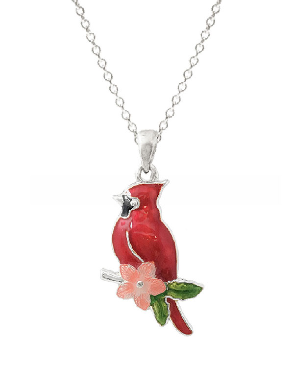 Epoxy bird necklace - cardinal