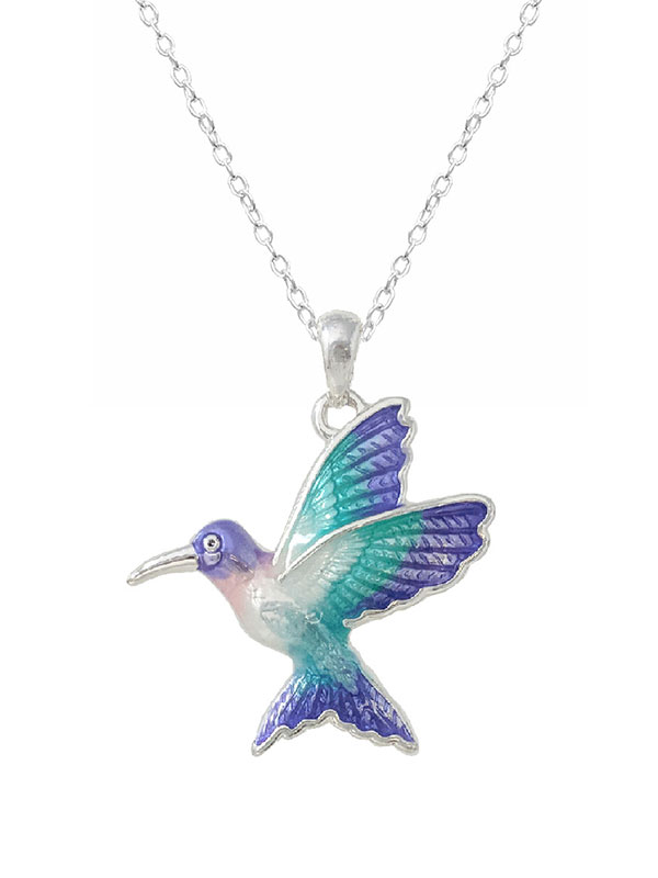 Epoxy bird necklace - humming bird