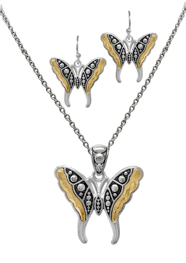 Garden theme butterfly necklace set