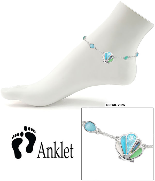 Sealife theme window epoxy anklet - shell