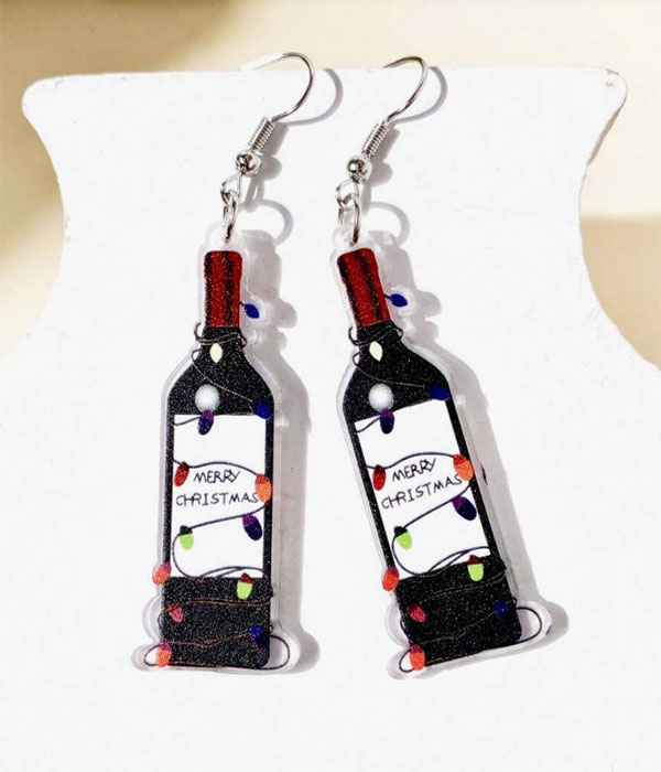 Acrylic wine bottle earring