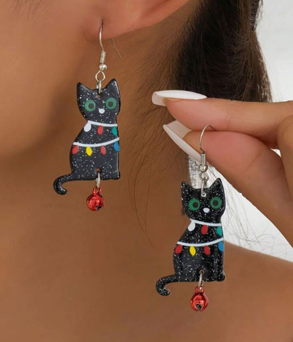 Christmas theme acrylic cat earring