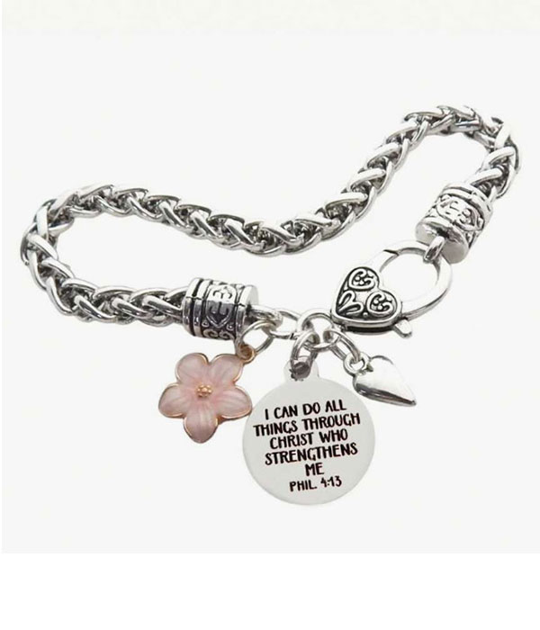 Religious inspiration message bracelet - phil 4:13