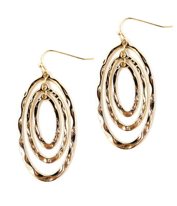 Triple metal oval earring