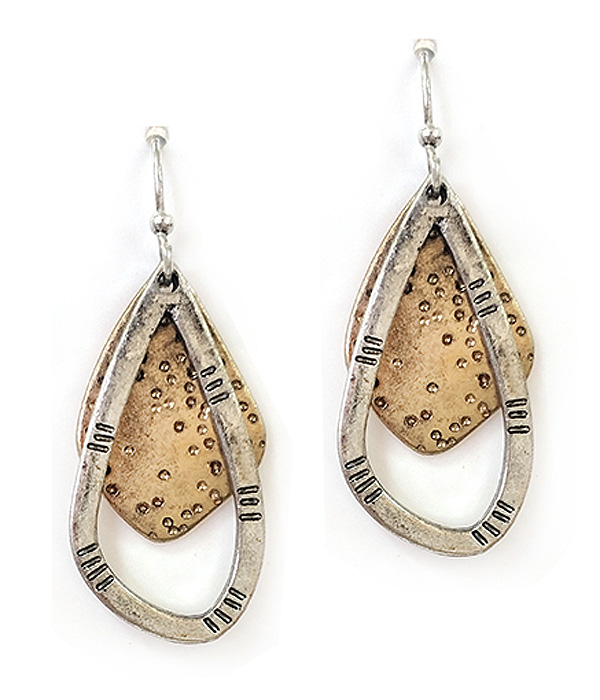 Teardrop metal earring