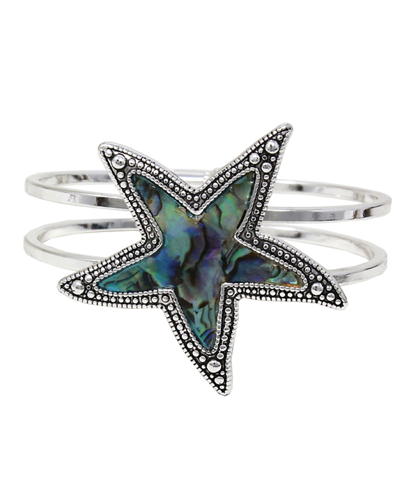 Abalone hinge bangle bracelet - starfish