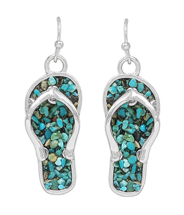 Sealife theme chip stone earring - flipflop