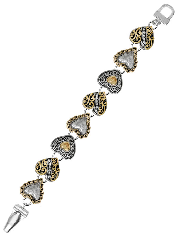 Designer textured multi heart magnetic bracelet