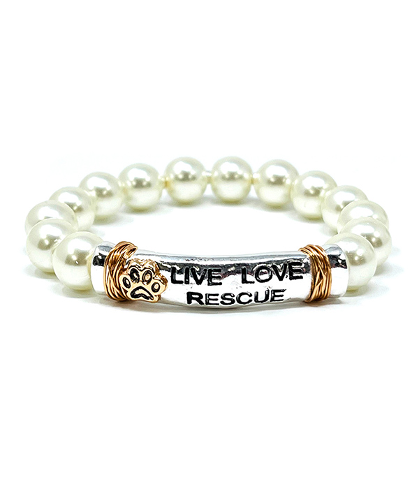 Multi pearl inspiration stretch bracelet - live love rescue