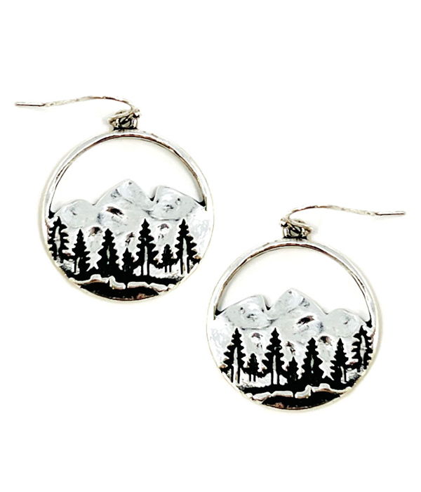 Mountain and tree landscape earring