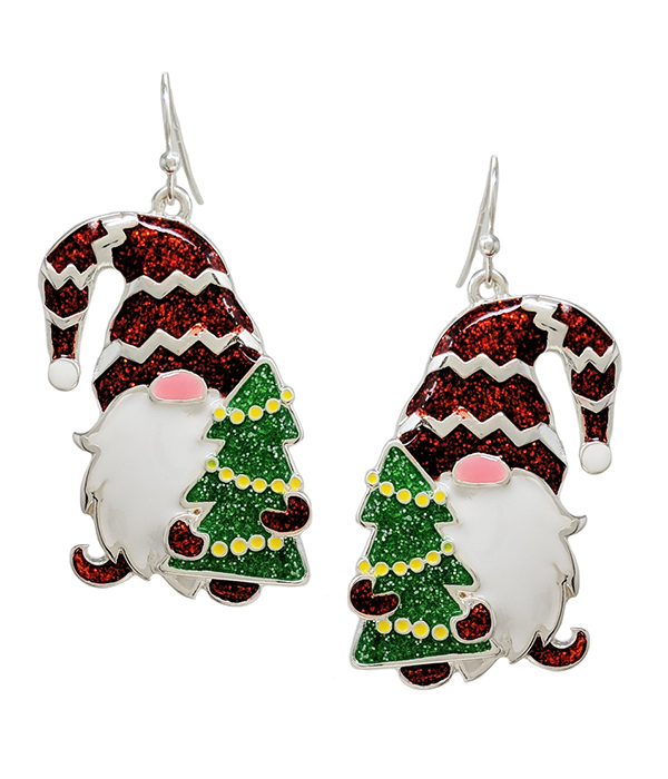 Christmas theme epoxy gnome earring