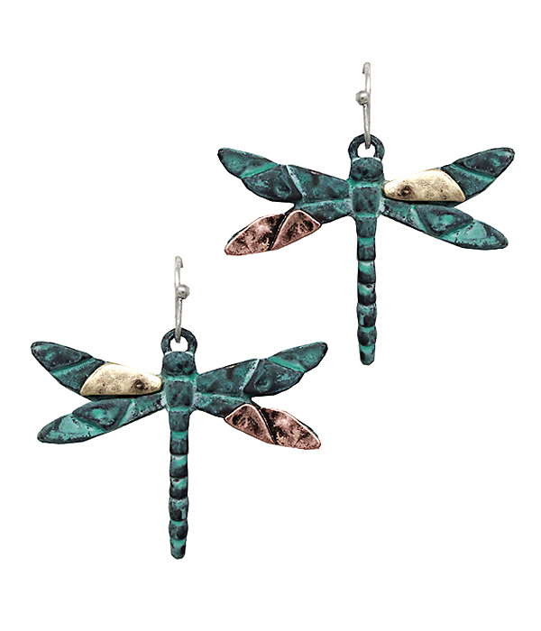 Vinage metal dragonfly earring