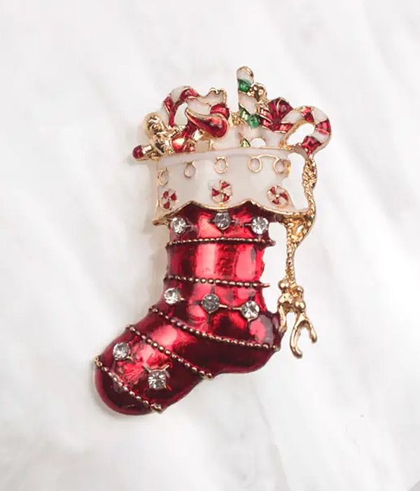 Christmas theme gift sock brooch