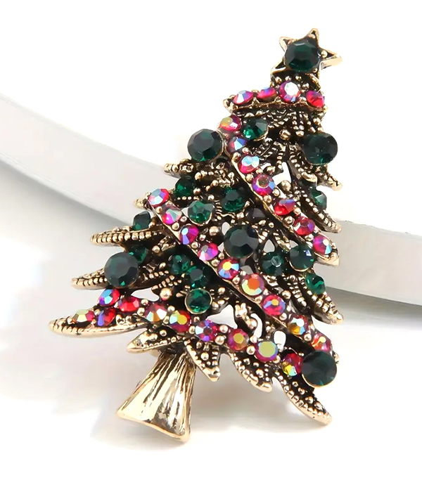 Christmas theme tree brooch