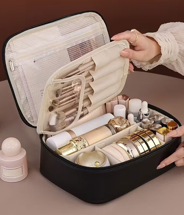 Multi layer large capacity detachable travel makeup bag