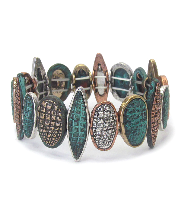 Textured vintage rustic metal stretch bracelet