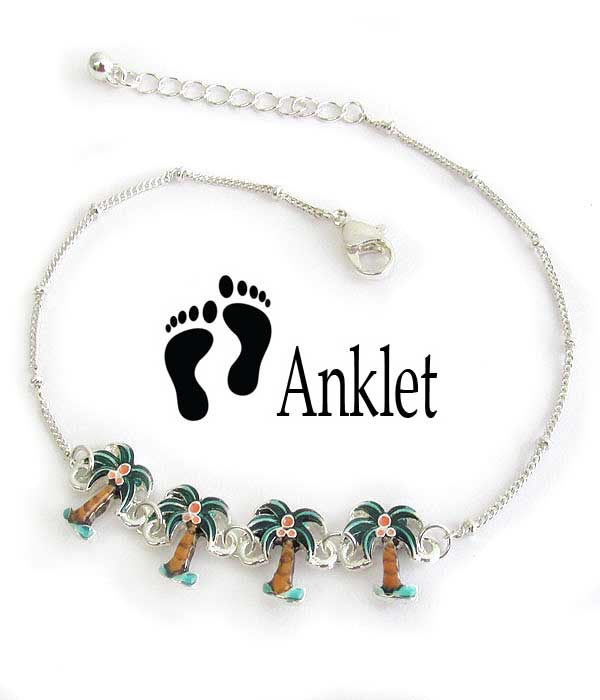 Multi palm tree link anklet