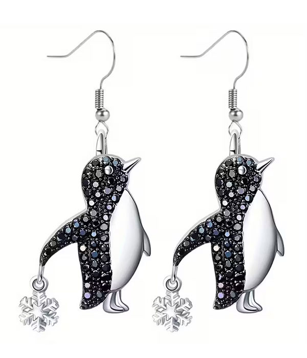 Penguin and snowflake earring