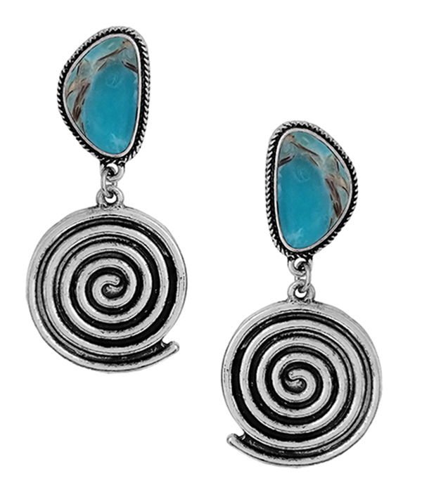 Turquoise and swirl dangle earring