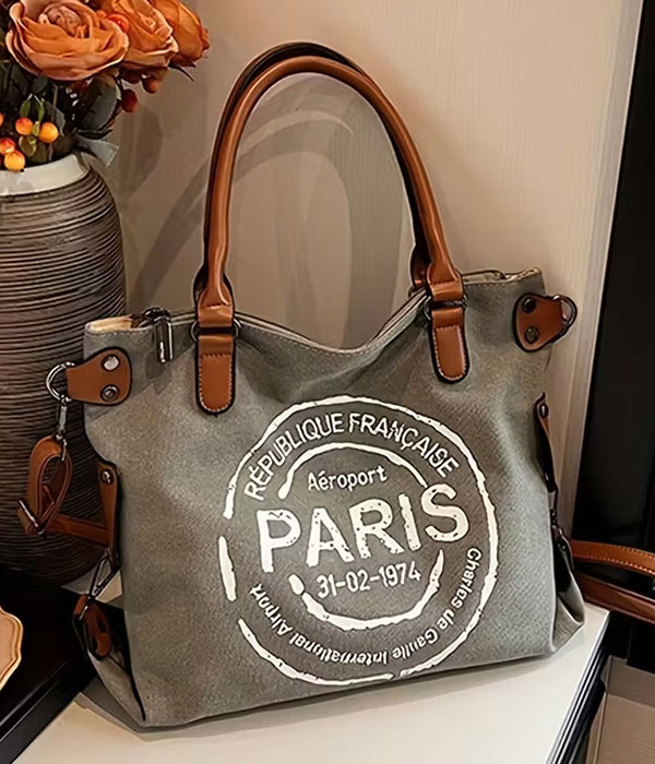 Vintage canvas shoulder bag - tote bag