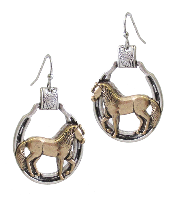 Metal horse earring