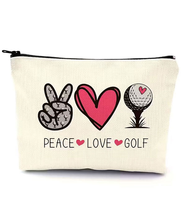 Golf theme cosmetic makeup bag