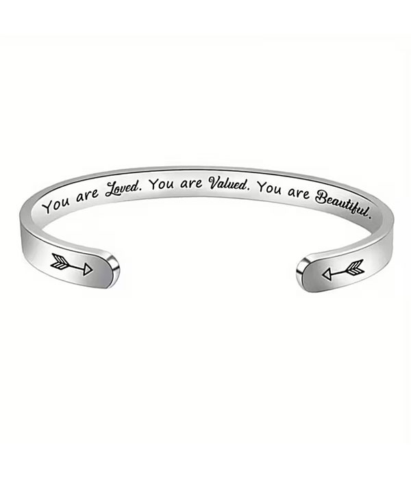 Stainless steel bangle bracelet - you are loved