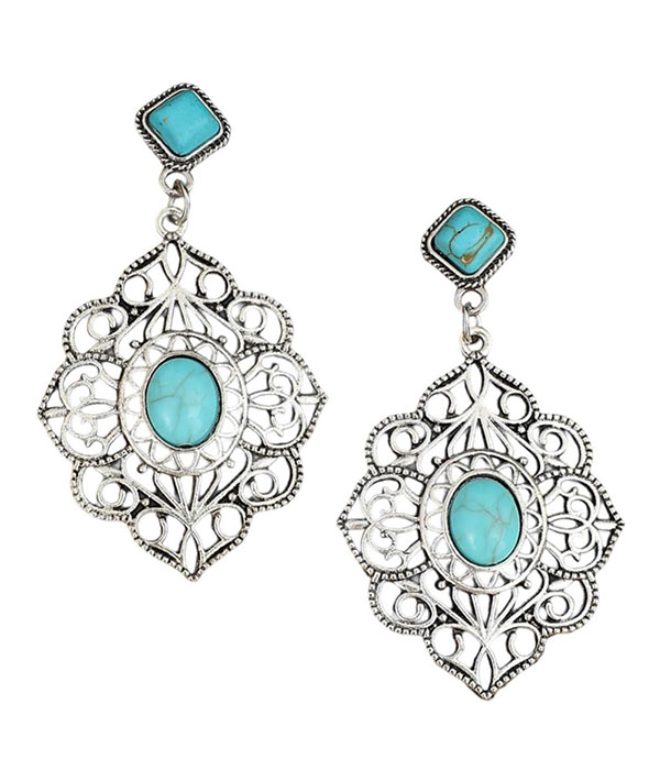 Ethnic geometric turquoise earring