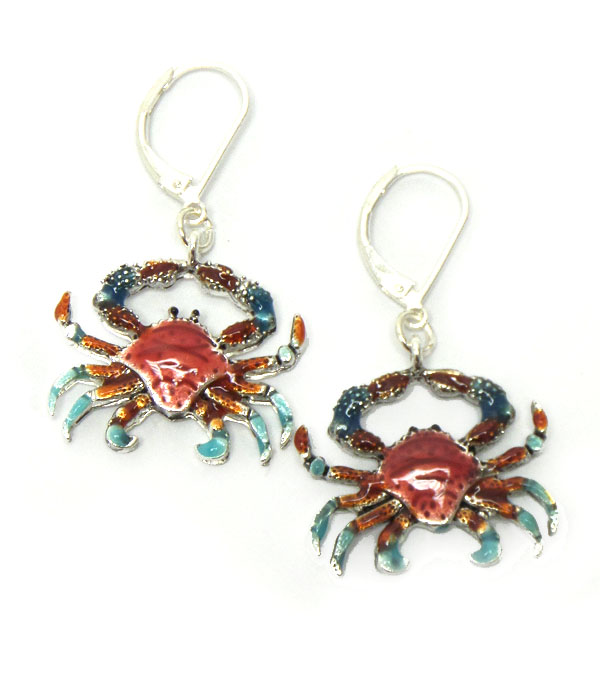 Crab fish hook earrings