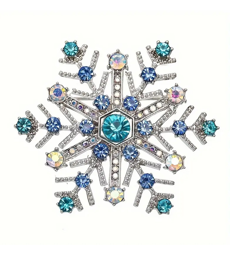 Winter theme crystal snowflake brooch