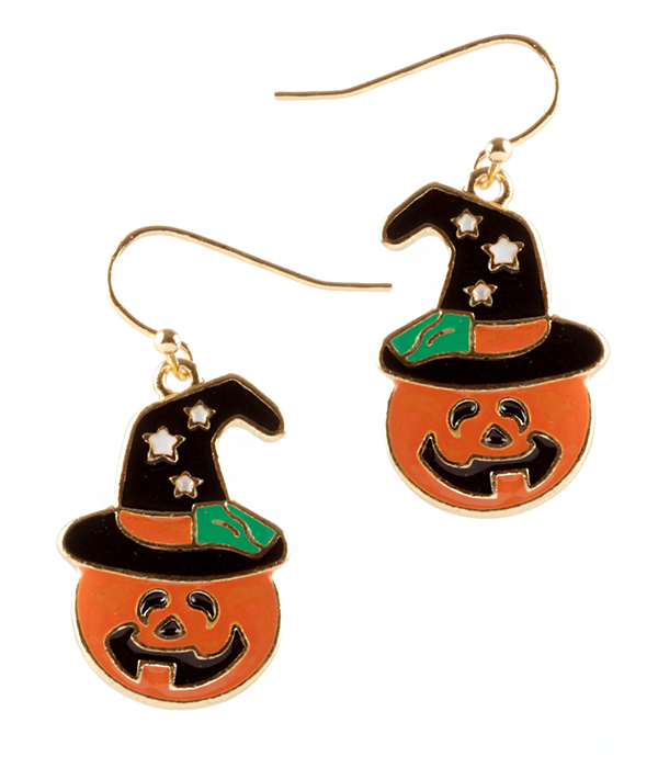 Epoxy halloween pumpkin earring