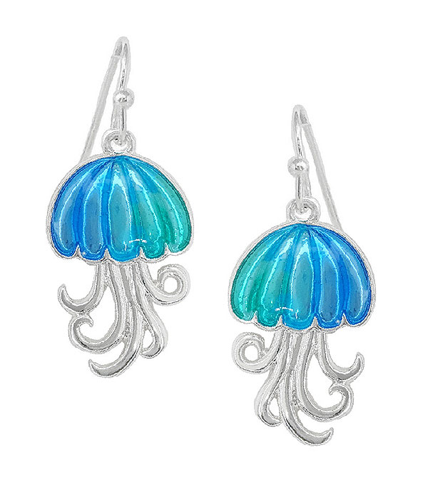 Sealife theme epoxy earring - jelly fish