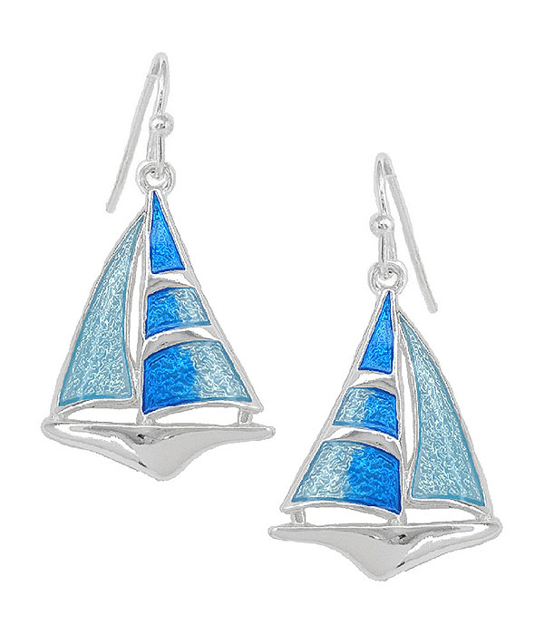 Nautical theme epoxy earring - boat