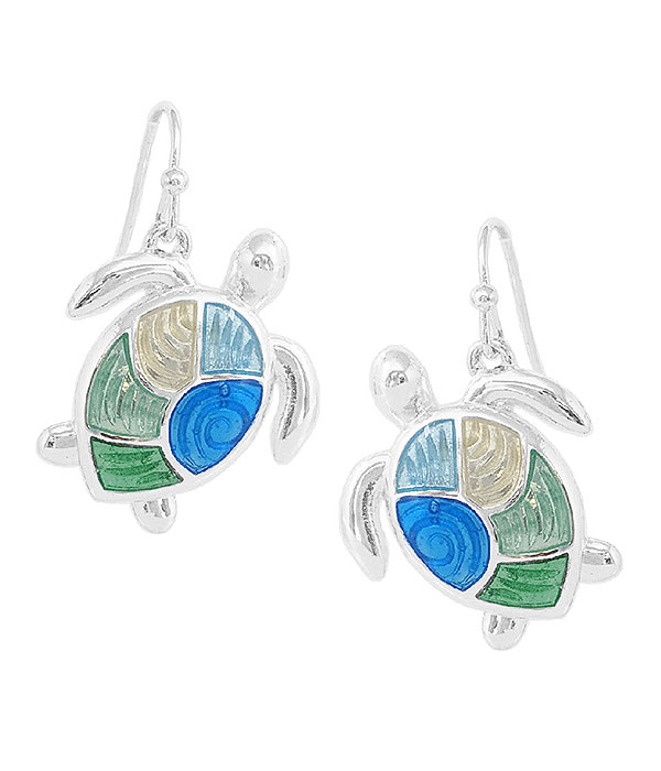 Sealife theme epoxy earring - turtle