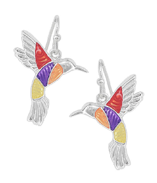 Garden theme epoxy earring - humming bird