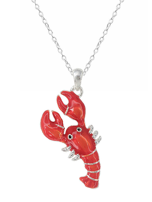Sealife theme epoxy necklace - lobster