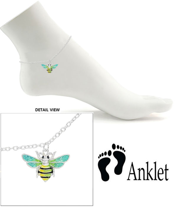 Garden theme epoxy anklet - bee