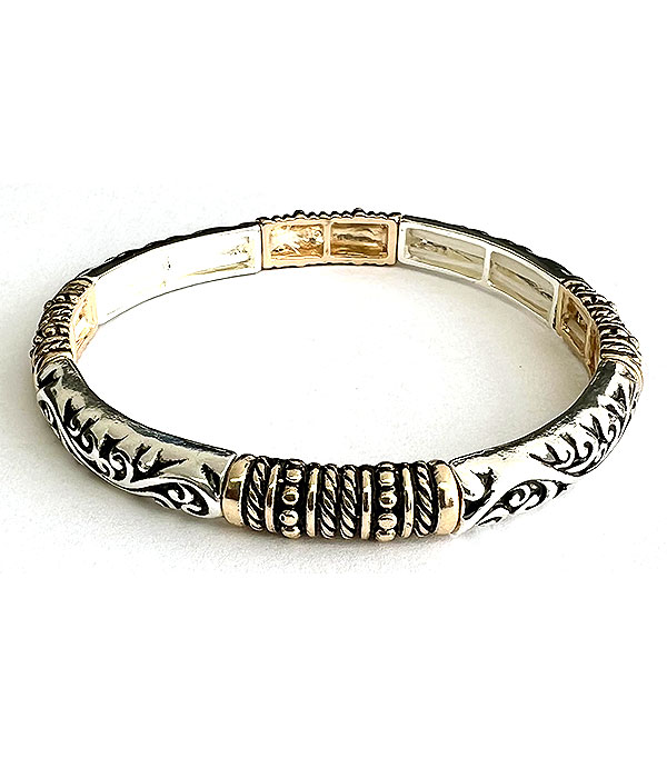 Designer textured stackable stretch bracelet