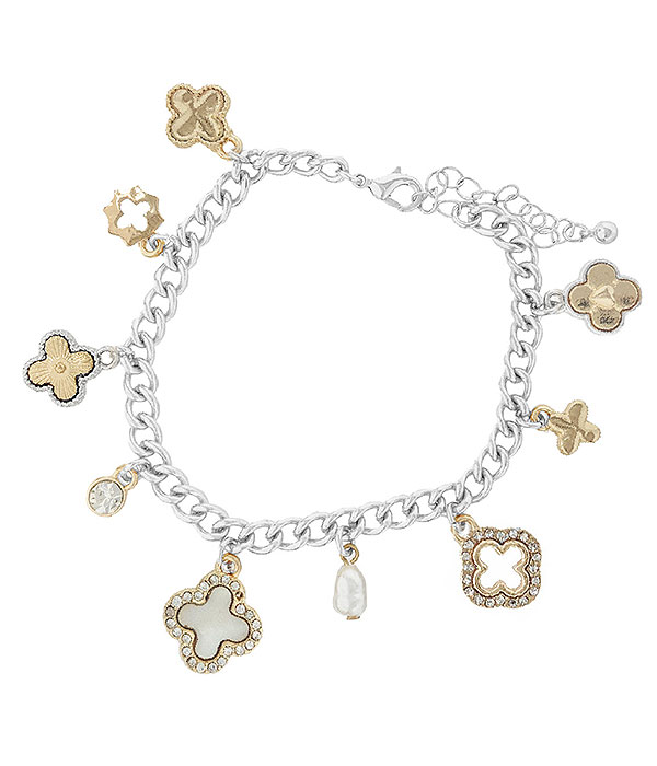 Multi quatrefoil charm chain bracelet