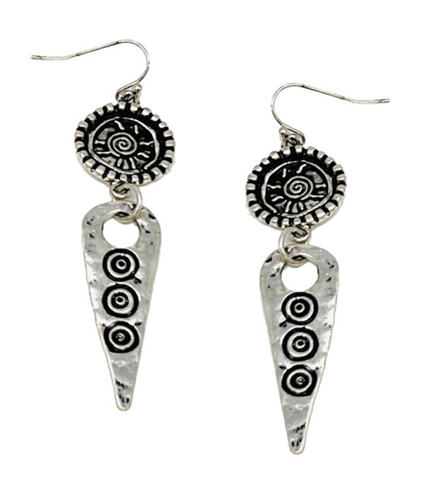 Vintage metal sun and spiral earring