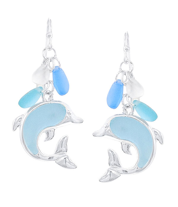 Seaglass dolphin earring