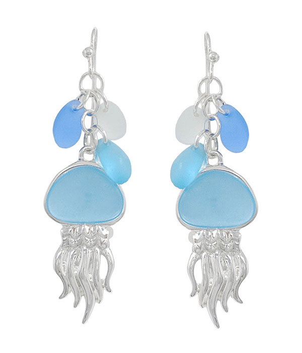 Seaglass jellyfish earring