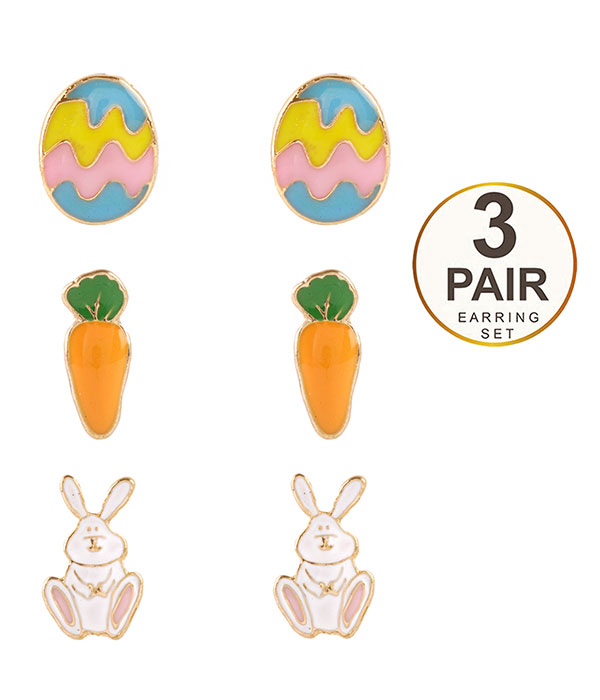 Easter bunny 3 pair earring set