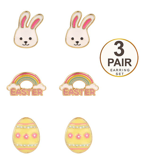 Easter bunny 3 pair earring set