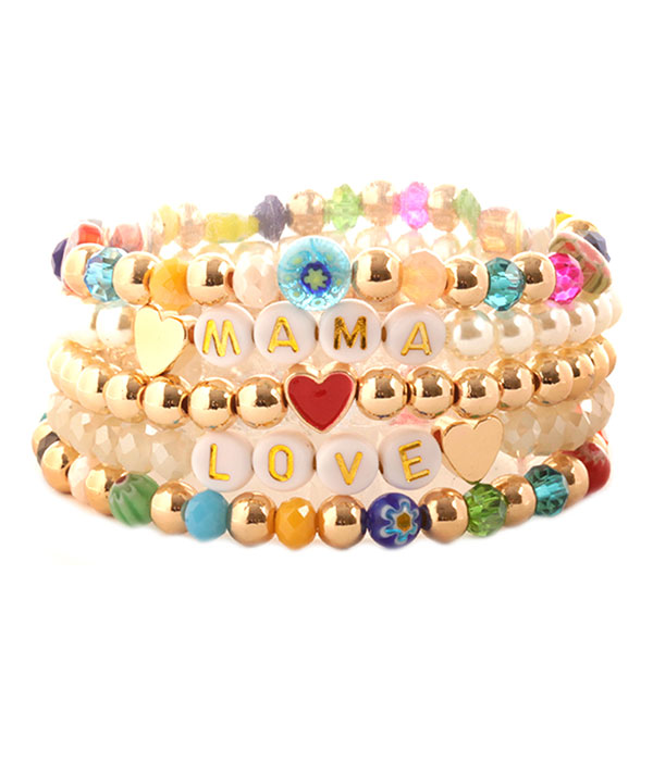 Mix bead 5 stretch bracelet set